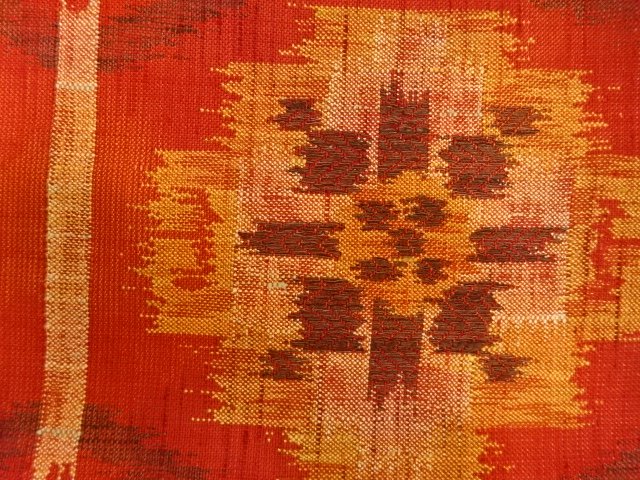  じゅらく製　手織り紬　抽象花模様織り出し　名古屋帯